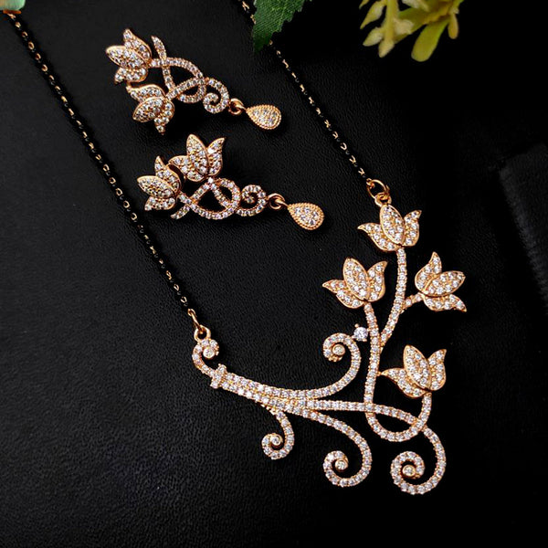 Aamrapali Rose Gold  Plated AD Manglasutra
