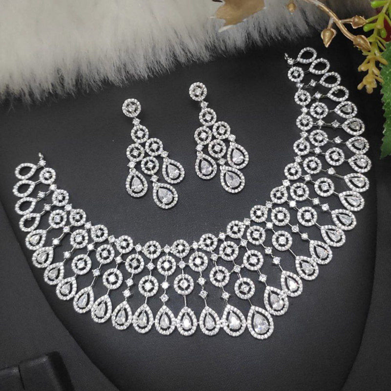 Aamrapali Silver Plated AD Necklace Set