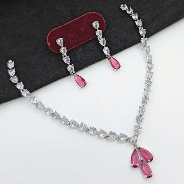 Aamrapali Silver Plated AD Necklace Set