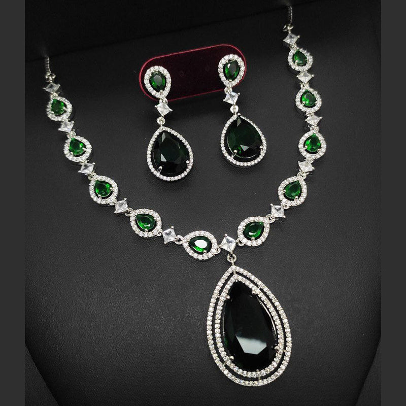 Aamrapali Silver Plated AD Necklace Set