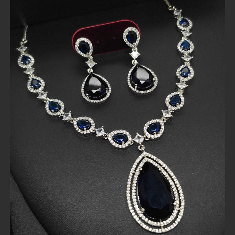 Aamrapali Silver Plated AD Necklace Set