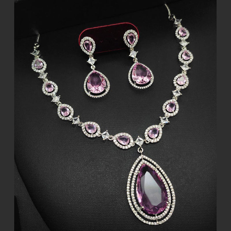 Aamrapali Silver Plated AD Necklace Set