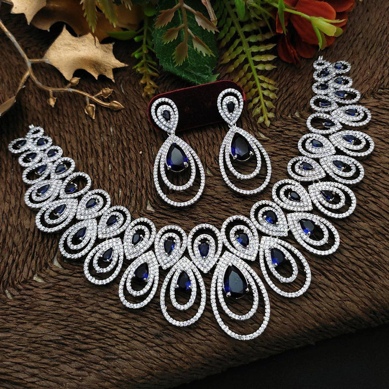 Aamrapali Silver Plated AD Necklace Set