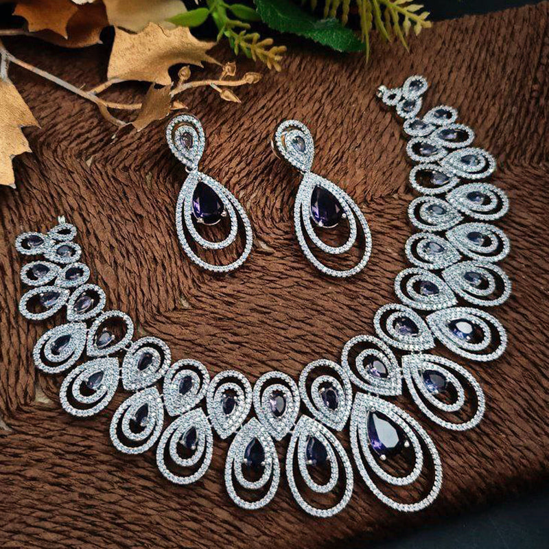 Aamrapali Silver Plated AD Necklace Set