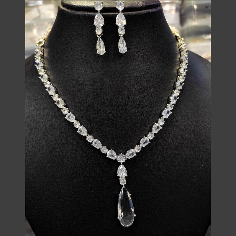 Aamrapali Silver Plated AD Necklace Set