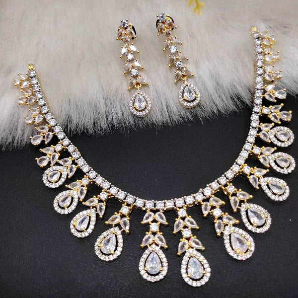 Aamrapali Rose Gold Plated AD Necklace Set