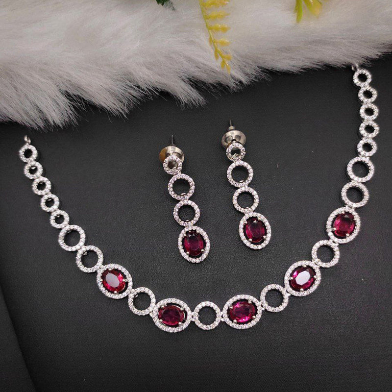 Aamrapali Silver Plated AD Necklace Set