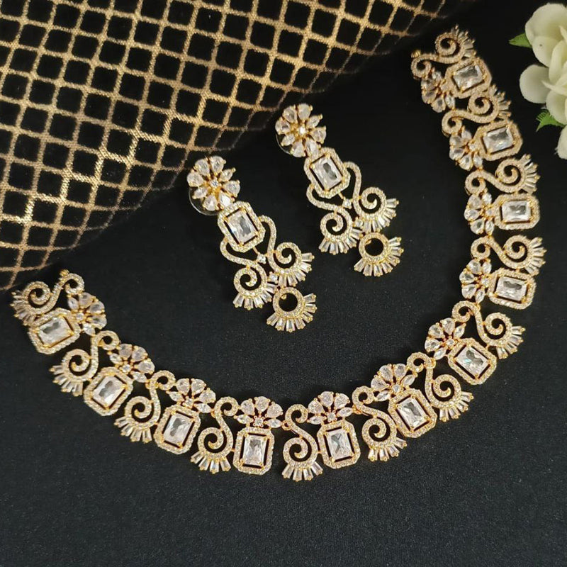 Aamrapali Rose Gold Plated AD Necklace Set