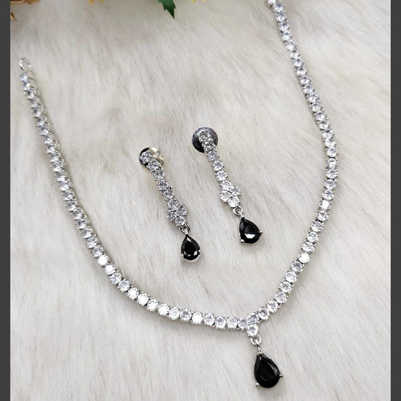 Aamrapali Silver Plated AD Necklace Set