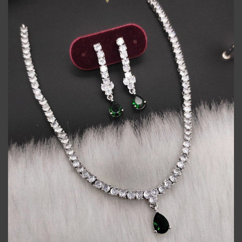 Aamrapali Silver Plated AD Necklace Set