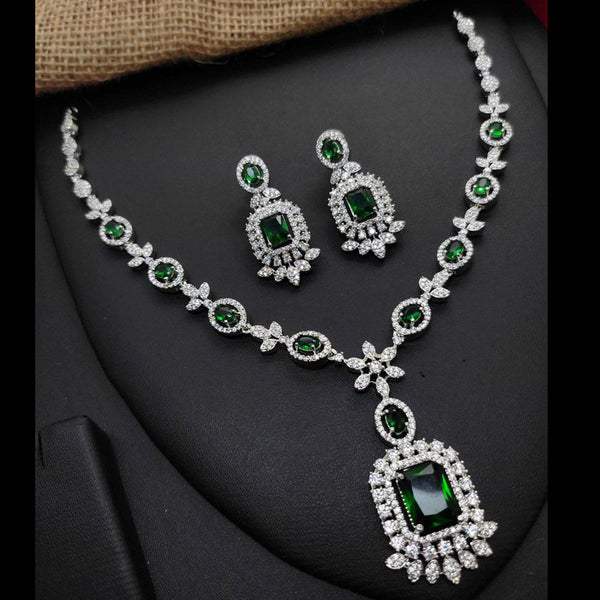 Aamrapali Silver Plated AD Necklace Set