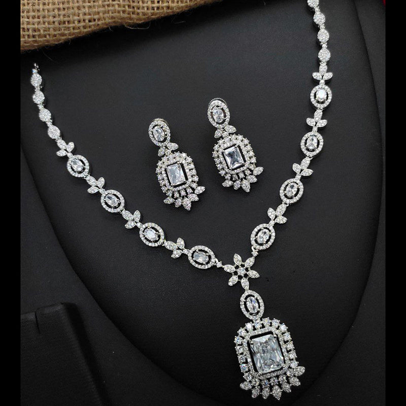 Aamrapali Silver Plated AD Necklace Set