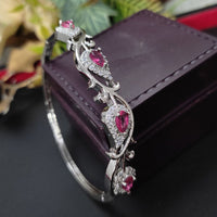 Aamrapali Silver Plated AD Openable Bangles Set