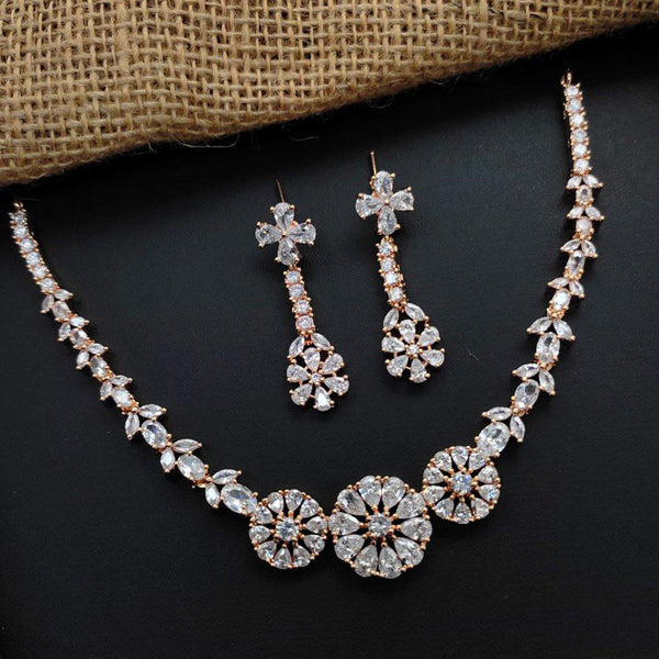 Aamrapali  Rose Gold  Plated AD Necklace Set