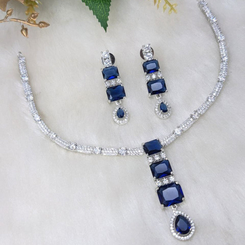 Aamrapali Silver Plated AD Necklace Set