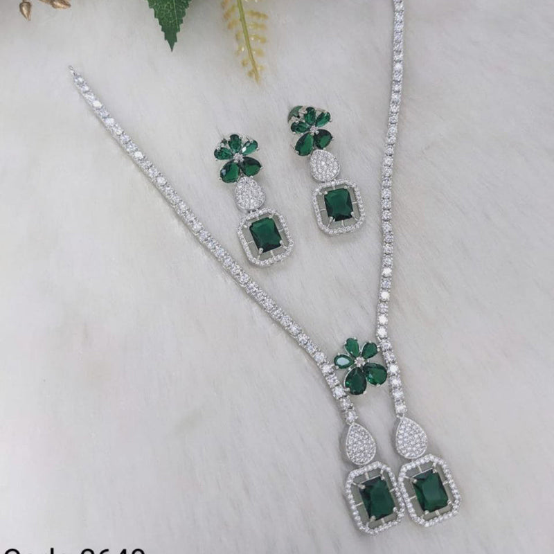 Aamrapali Silver Plated AD Necklace Set