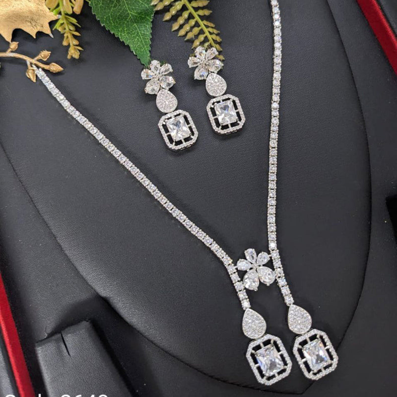 Aamrapali Silver Plated AD Necklace Set