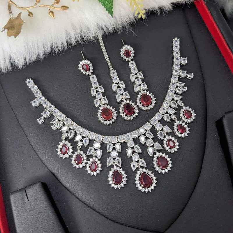 Aamrapali Silver Plated AD Necklace Set