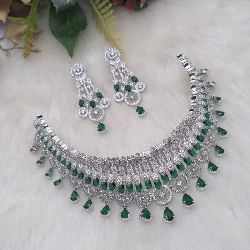 Aamrapali Silver Plated AD Necklace Set