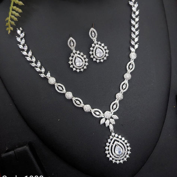 Aamrapali Silver Plated AD Necklace Set