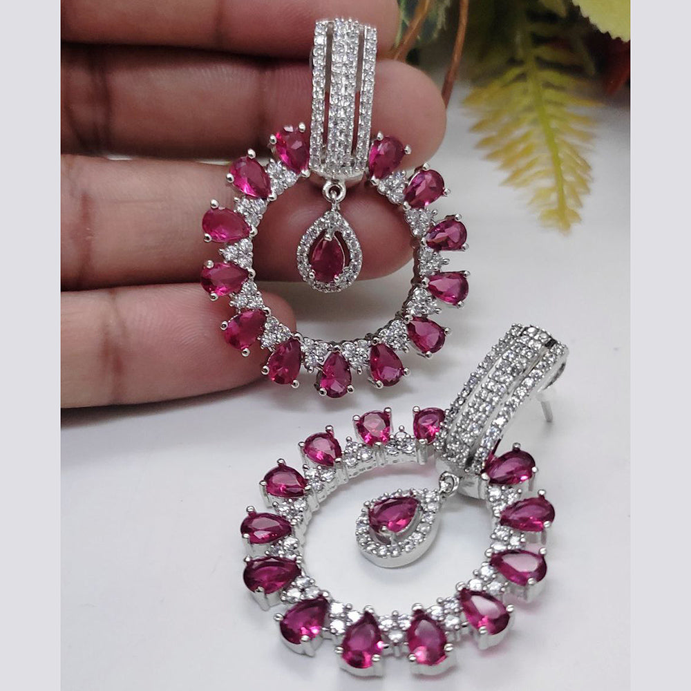 Aamrapali Silver Plated AD Dangler Earrings