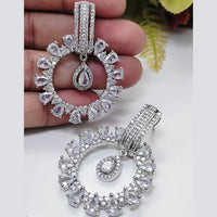 Aamrapali Silver Plated AD Dangler Earrings