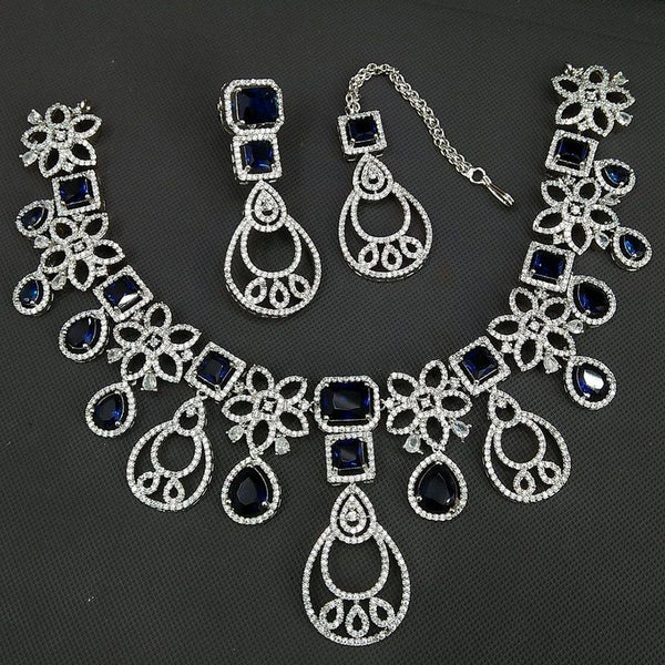 Aamrapali Silver Plated AD Necklace Set