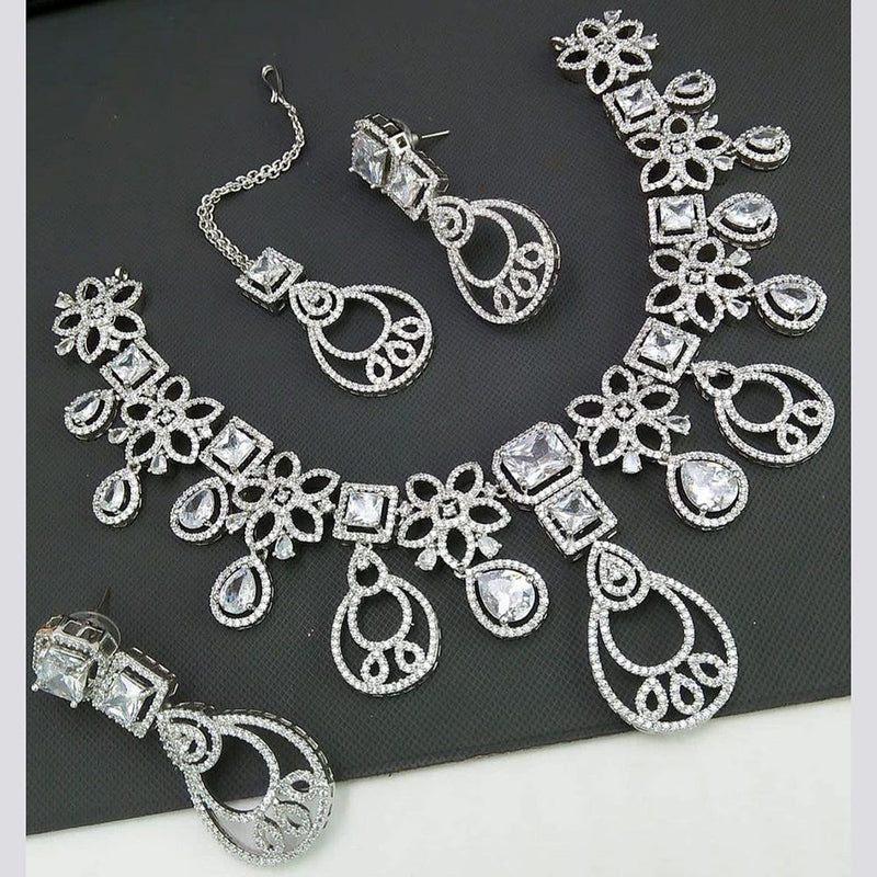 Aamrapali Silver Plated AD Necklace Set