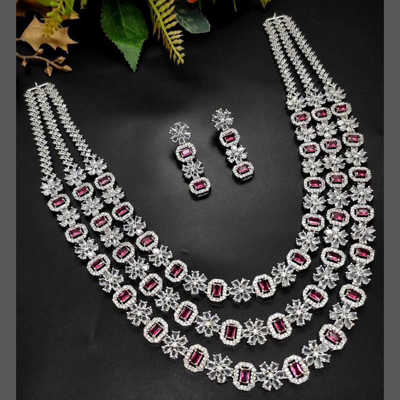 Aamrapali Silver Plated AD Necklace Set