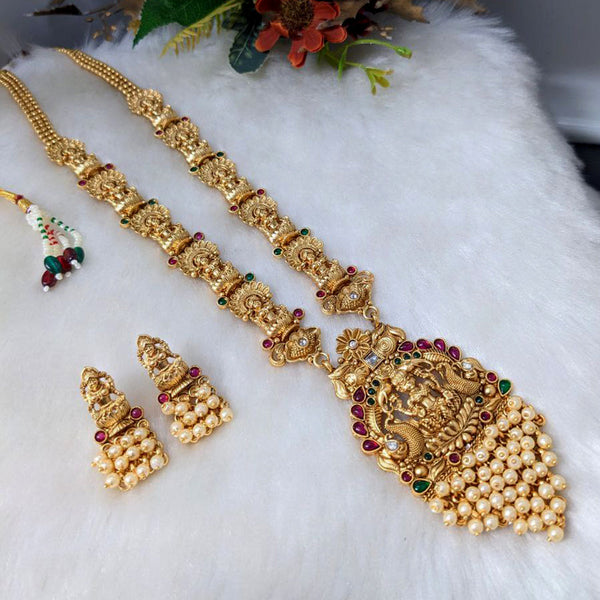 Aamrapali Gold Plated Long Temple Necklace Set