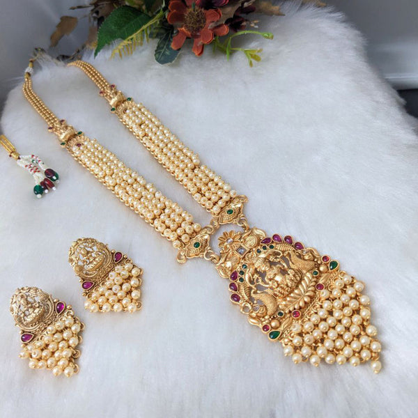 Aamrapali Gold Plated Long Temple Necklace Set