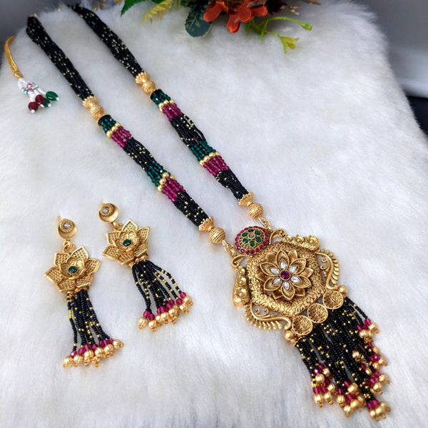 Aamrapali Gold Plated Beads Long Necklace Set