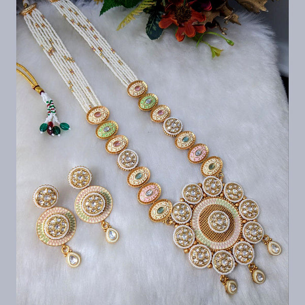 Aamrapali Gold Plated Kundan And Meenakari Long  Necklace Set
