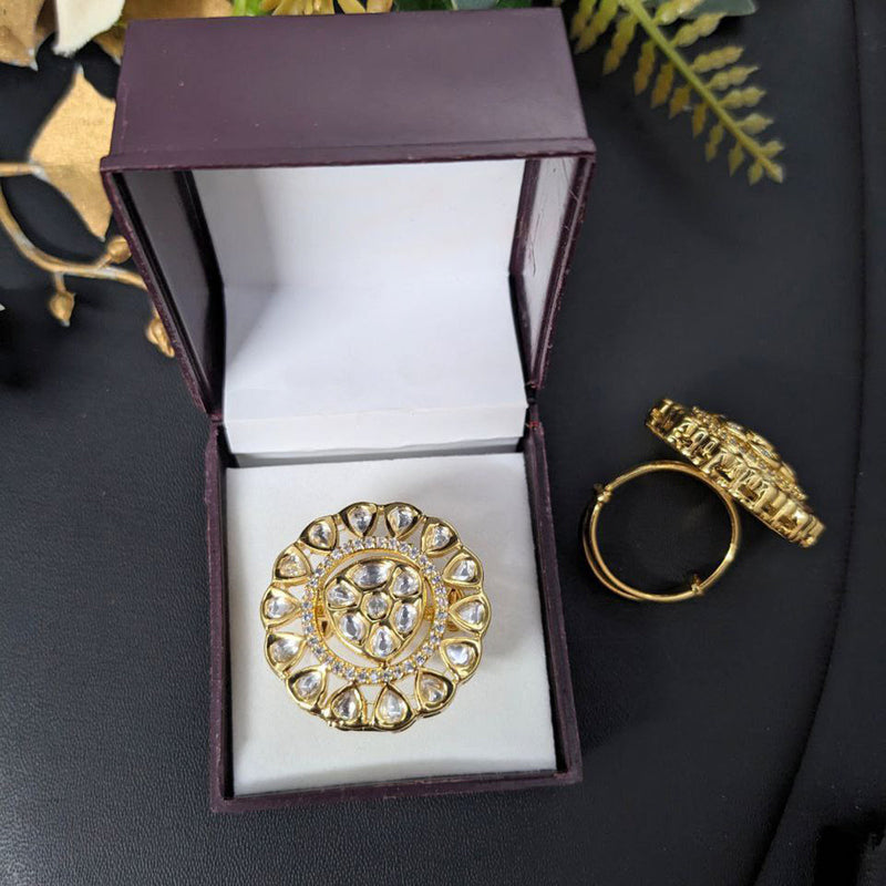 Aamrapali Gold Plated Kundan Ring (1 Piece Only)