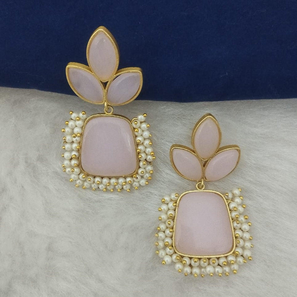 Marudhar Creations Gold Plated Matte Finish Dangler Earrings