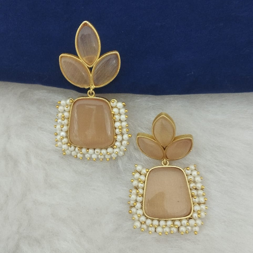 Marudhar Creations Gold Plated Matte Finish Dangler Earrings