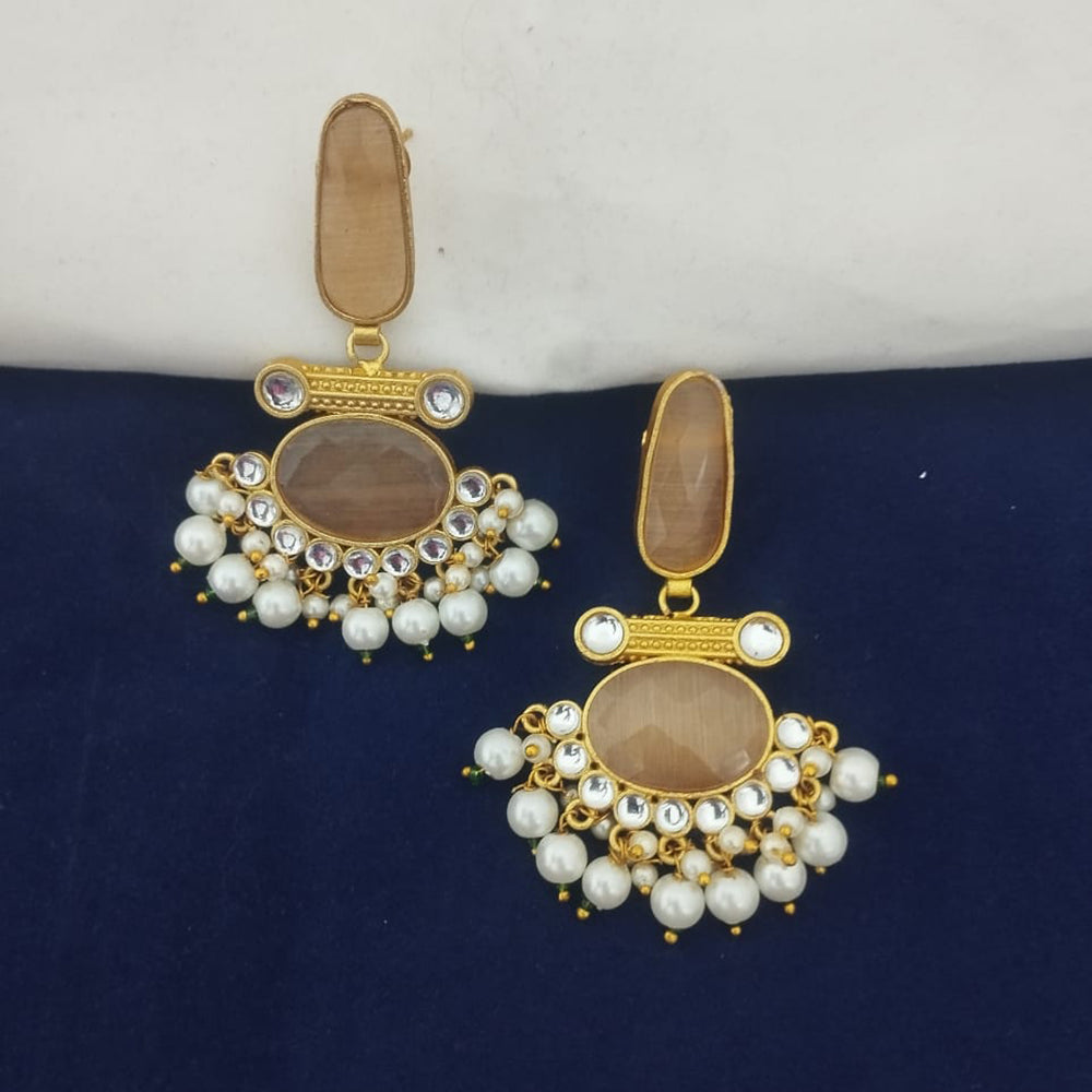 Marudhar Creations Gold Plated Matte Finish Dangler Earrings