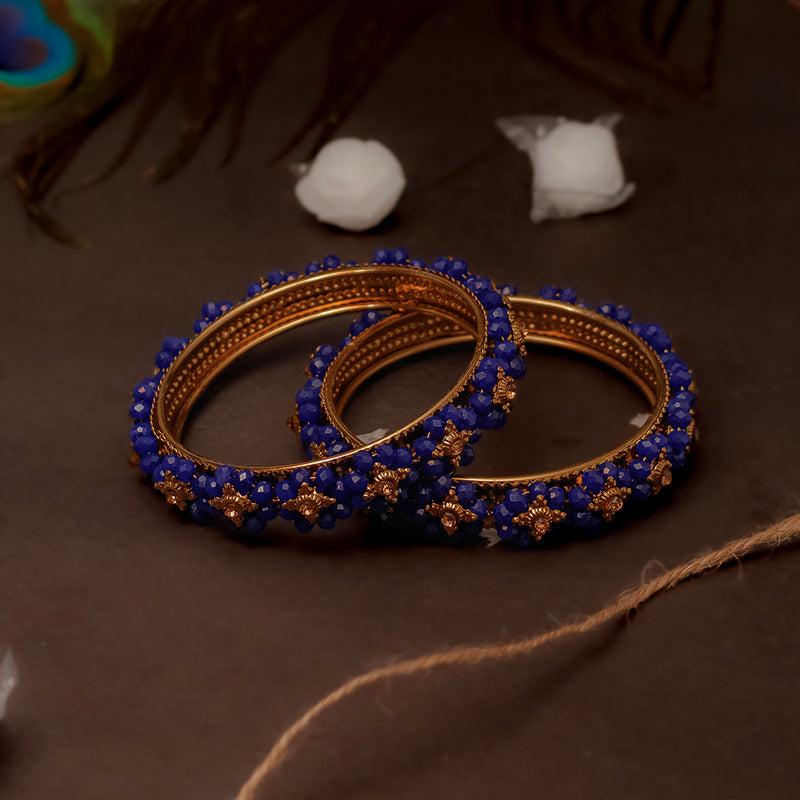 SOB Set of two Crystal Bangles with Studded Diamond & Handcrafted Bangles