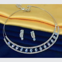Mahavir Silver Plated Austrian Stone Necklace Set