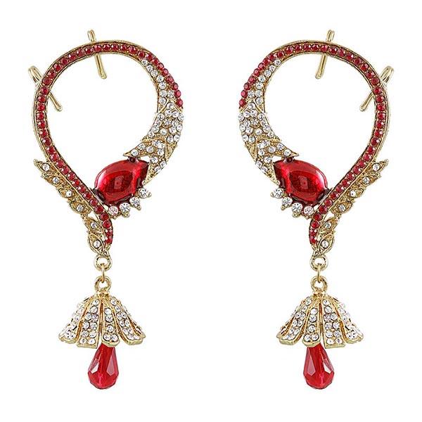 Kriaa Red Austrian Stone Ear Cuff Earrings - 1300542