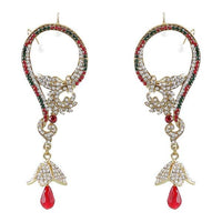 Kriaa Red Austrian Stone Ear Cuff Dangler Earrings - 1300543