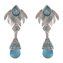 Kriaa Blue Austrian Stone Silver Plated Dangler Earrings - 1301217