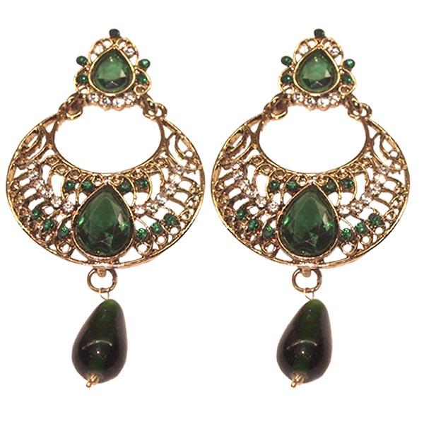 Kriaa Green Austrian Stone Drop Dangler Earrings - 1301503