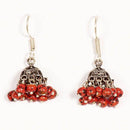 Kriaa Red Drops Black Oxidised Jhumkis - 1301610