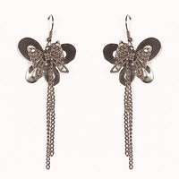 Urthn Butterfly Rhodium Plated  Dangler Earrings - 1301614
