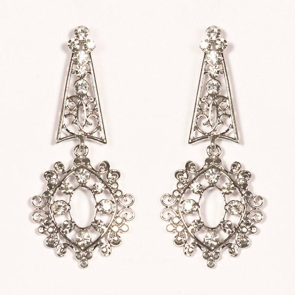 Urthn Austrian Stone Rhodium Plated Dangler Earrings - 1301632