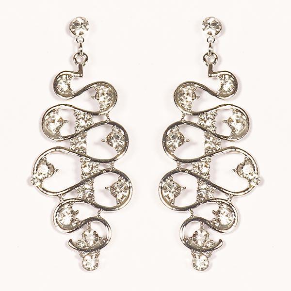 Urthn Austrian Stone Rhodium Plated Dangler Earrings - 1301634