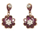 Urthn Stone Purple Meenakari Gold Finish Floral Earrings - 1301724
