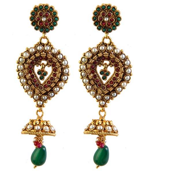 Tip Top Fashions Green Austrian Stone Dangler Earrings - 1301902