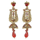 Kriaa Red Austrian Stone Antique Gold Plated Dangler Earrings - 1301909